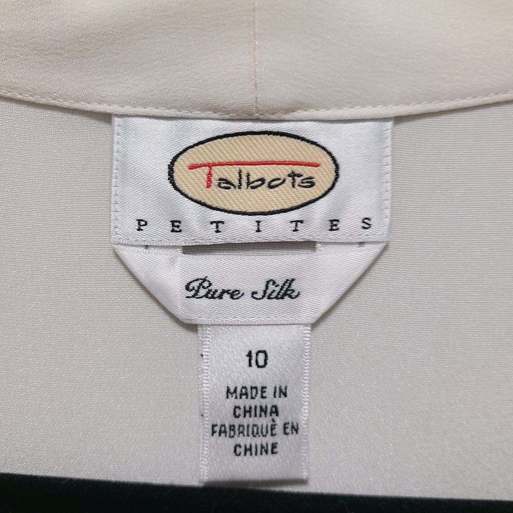 Vtg Talbots Pure Silk Off White Women's Blouse 10P NWT - Picture 8 of 10